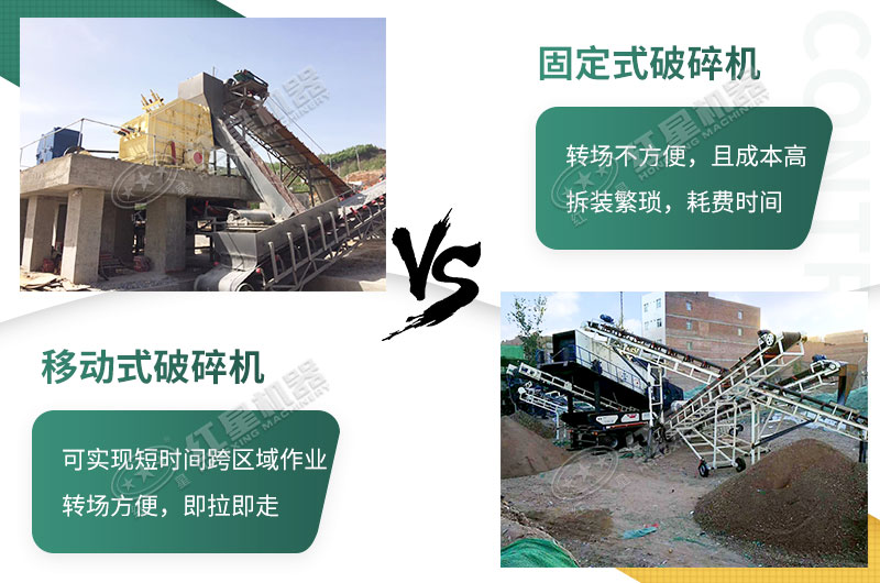 流動(dòng)粉碎石機(jī)，可以隨時(shí)轉(zhuǎn)場停車生產(chǎn)的破碎生產(chǎn)線